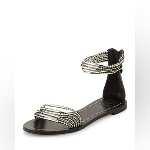 Tory Burch Black and Silver Sandals